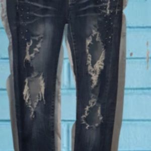 Distressed Machine Jeans